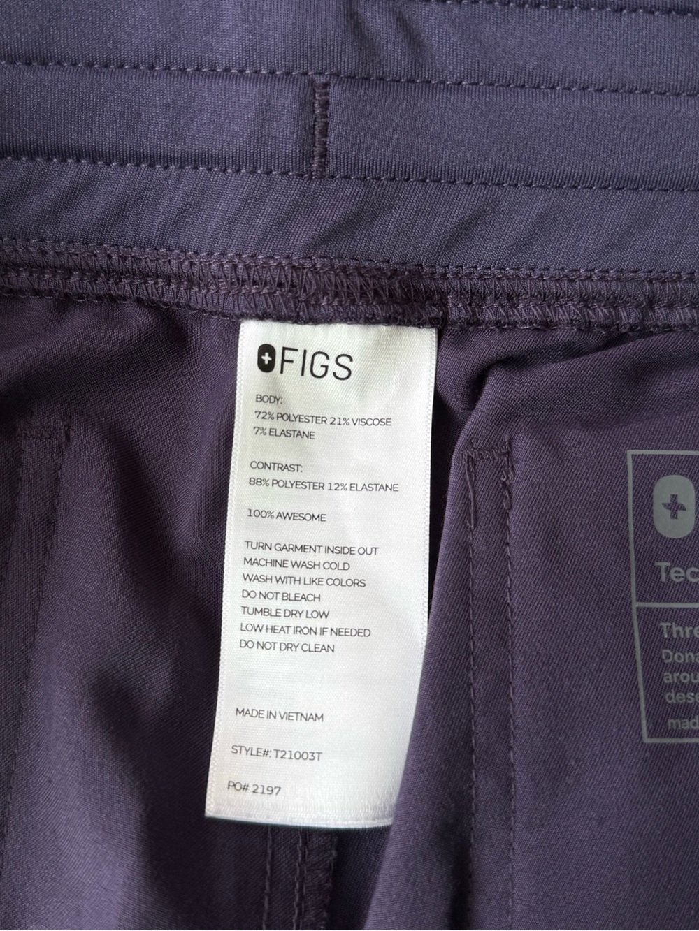 FIGS Women's Livingstone High-Rise Straight Scrub Pants Purple Size Large TALL - Picture 6 of 8